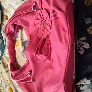 BPC9- Hot Pink Flower Hobo Bag